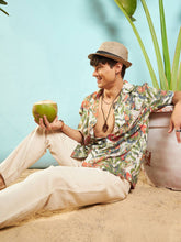 MASCLN SASSAFRAS - Men Beige Tropical Print Relax Fit Shirt